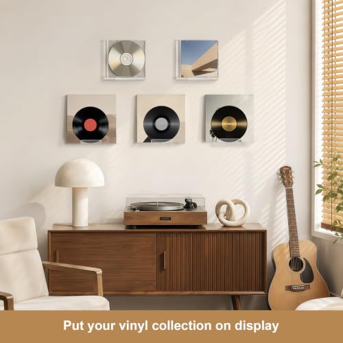 Ansndam 6-Pack 4-Inch Clear Acrylic Vinyl Record Wall Mount Shelf