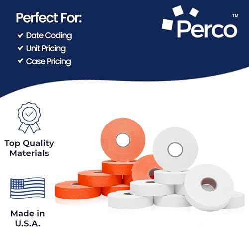 Perco White & Red Pricing Labels for Monarch 1136 28,000 Labels, 2 Sleeves, 16 Rolls Combo Pack Includes Label Scraper & Ink Rolls