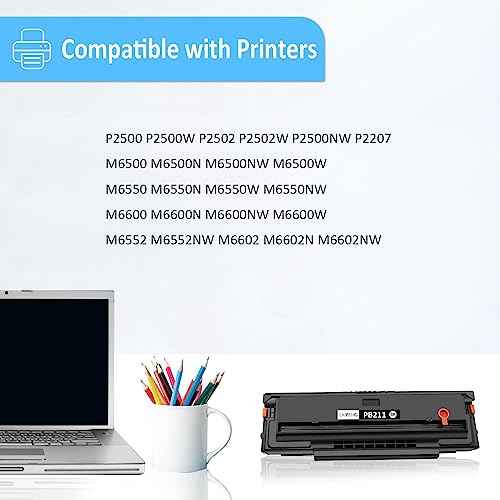 PB-211 PB211 PB 211 PB-211EV PB 211EV Compatible Toner Cartridge 1600 Pages for P2500W P2502W P2207 M6550 M6500NW M6550NW M6600 M6600NW M6602NW M6552 M6552NW M6602N Printers (Black,2-Pack)