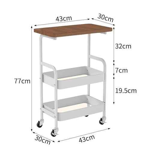 3-Tier Rolling Kitchen Cart - 30in Lightweight Storage Cart with Solid Wood Tabletop & 2 Lockable Wheels, Utility Organizer for Kitchen, Bathroom, Office & Home Organization?