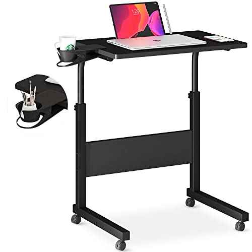 Klvied Small Standing Desk Adjustable Height, Portable Treadmill Desk, Mobile Table Ideal for Laptops and Tablets, Black