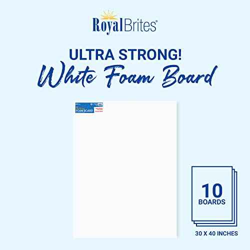 Royal Brites Premium White Foam Board 30¡± x 40¡±, Sturdy & Lightweight 3/16" Thick Board for Art, Work Presentations, & School Projects, Pack of 10