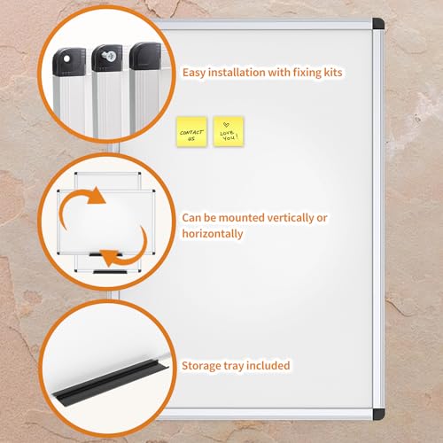 VIZ-PRO Magnetic Dry Erase Board 36x24 Inches Silver Aluminum Frame - Wall Mountable