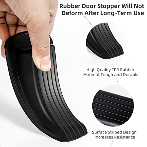BHYTAKI Black Heavy Duty Rubber Door Stopper 4 Pack for Carpet, Tile, Wood Floors