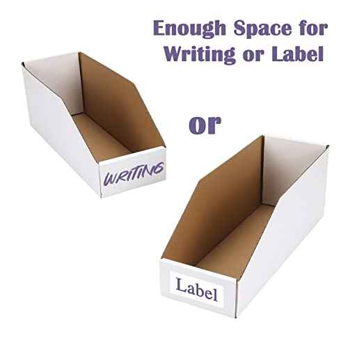 EXYGLO Cardboard Boxes, Pack of 35 Corrugated Storage Bins 12x4x4.5inch Pantry Organizer Bins for Shelves Garage Office Organization