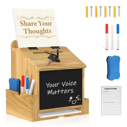 Wooden Suggestion & Donation Box with Lock for Office, Church, Events