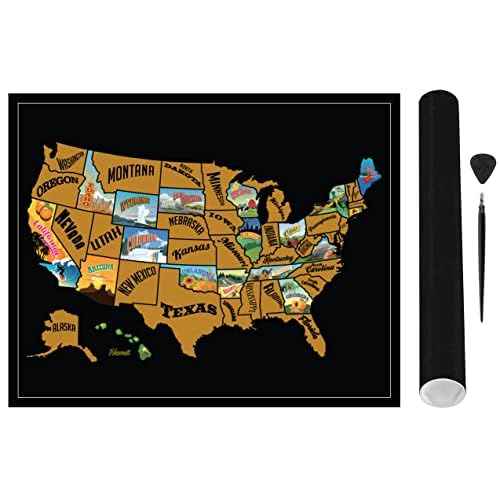 Scratch Off Map Of United States, USA State Scratch Sticker, Travel Map Gift Adventure Wall Poster For Kids Adults (States)