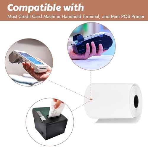 (8 Rolls) 2 1/4" x 55' Thermal Receipt Paper, Compatible with Most Credit Card Machine Handheld Terminal, and Mini POS Cash Register Printer