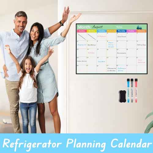 Magnetic Dry Erase Calendar for Fridge, 17x12¡± Large Refrigerator White Board Dry Erase Calendar, Whiteboard Monthly, with 3 Fine Tip Markers