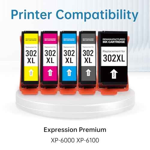 302XL Ink cartridges Combo Pack Remanufactured Ink Cartridge Replacement for 302XL Ink Cartridges Multipack Works with Expression Premium XP-6000, XP-6100(1Black,1Photo Black,1Cyan,1Magenta,1Yellow)
