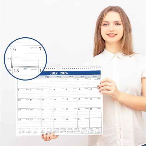 2026 Calendar - 2026 Wall Calendar from Jan. 2026 - Dec.2026, Wall Calendar 14.8'' x 11.5'', Calendar 2026 Wall with Julian Date, Thick Paper, Large Block