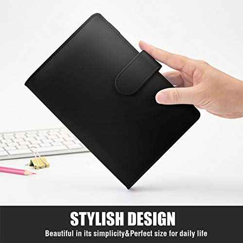 Sooez A5 Binder 6 Ring, Refillable Notebook Planner Cover, Small Leather Organizer Empty Binder for Budget,Journal,Photocard Holder,Recipe Book, Aesthetic Loose Leaf Binder with Magnetic Buckle