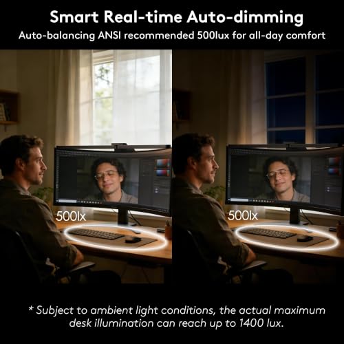 Quntis Curved Monitor Light Bar RGB Desk Lamp for 34+ Inch Screens