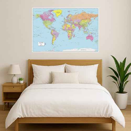 MapSherpa: World Wall Map - Large - 48 x 32 inches - Front Lamination
