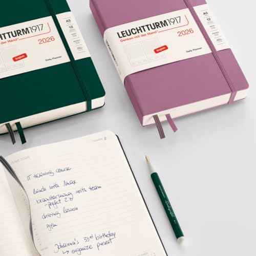 LEUCHTTURM1917 - Daily Planner 2026, Hardcover, Medium (A5), Ruled, Black (Jan 1 - Dec 31, 2026)