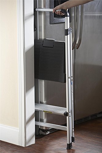 COSCO 2 Step Lite Solutions Folding Step Stool, Aluminum/Black | 2 Step