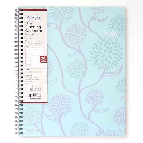 Blue Sky 2026 Weekly and Monthly Planner Calendar, January 2026 - December 2026, 8.5" x 11", Flexible Cover, Laminated Tabs, Durable Twin Wire Binding, Storage Pocket, Rue Du Flore