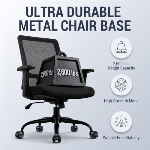 MASTERY MART Heavy-Duty Office Chair Base Replacement 2500 Lbs Matte Black 28" USB