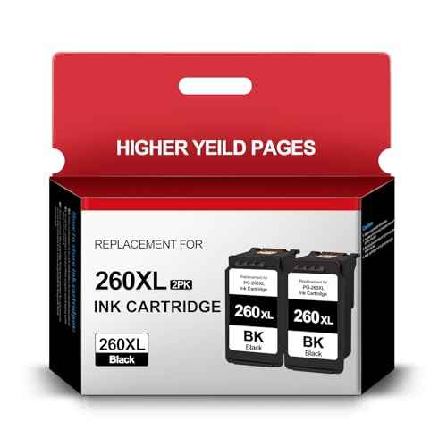 PG-260XL Black Ink Cartridge Replacement for Canon 260 260XL Ink cartridges Work for Pixma TR7020 TS6420 TR7022 TS5300 TS5320 Printer (2 Black)
