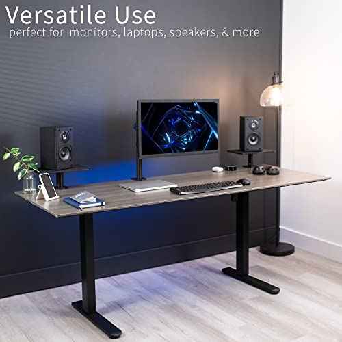 VIVO Clamp-On Universal Height Adjustable Ergonomic Computer Monitor and Laptop Riser, Tabletop Desk Stand, C-Clamp Design, Black, STAND-V000SCB