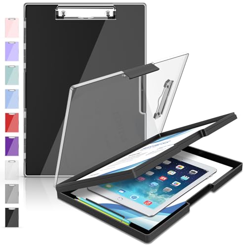 Sooez Black Nursing Clipboard with Storage & Dry Erase Top, 8.5x11