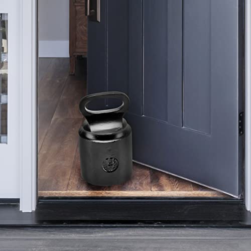 CRAFTSMAN ROAD Cast Iron Door Stop Decorative, Weighted Heavy Door Weight 7lb Antique Free Standing 7' x 4' Non Slip with Handle (Black)