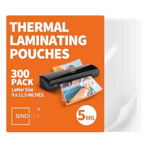 Binditek 300 Pack 5 Mil Thermal Laminating Pouches, 9x11.5 Inches Laminating Sheets, for Letter Size, Ultra Clear, Glossy, Hold 8.5x11 Inches, Heat Seal, School Office Supplies