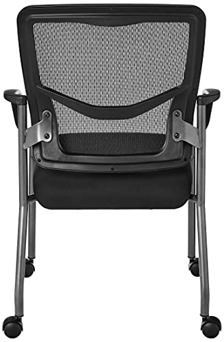 Office Star ProGrid Deluxe Visitor's Chair with Breathable Back, Padded Seat & Casters
