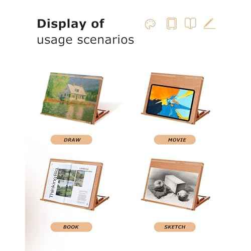 DJAR A3 Drafting Table Easel, Adjustable Portable Beech Wood Drawing Sketching Board, 5 Positions, Natural
