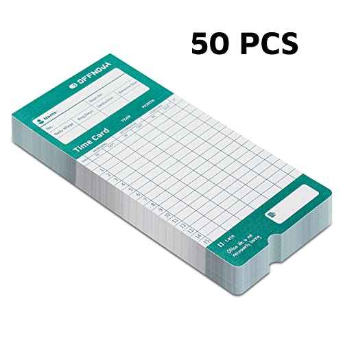 OFFNOVA Thermal Time Cards, Double-Sided Monthly Time Cards for IN/OUT Time Clock, Pack of 50