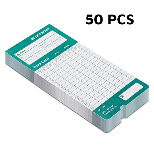 OFFNOVA Thermal Employee Time Cards 50 Pack - Monthly Double-Sided Punch Cards for Office Time Clock