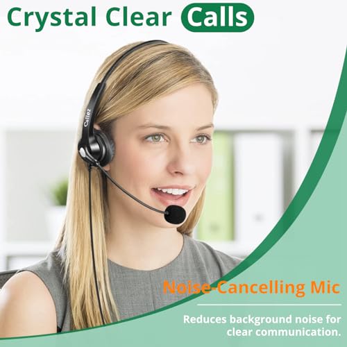 Callez Yealink Phone Headset with Quick Disconnect Cord, RJ9 Office Telephone Headset with Mic Noise Cancelling Compatible with Yealink T54W T33G T46S T42S T21P T20P Avaya 9608 9611 Grandstream Snom