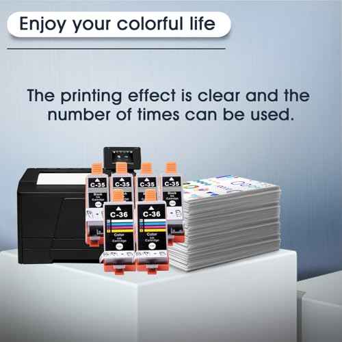 PGI-35 CLI-36 Black and Color Ink Cartridges Replacement for Canon 35 36 PGI35 CLI36 Ink to Work with Pixma iP110 iP100 TR150 Mini260 Mini320 Printer (6-Pack, 4 Black, 2 Tri-Color)