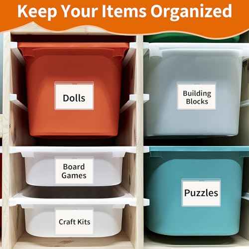 44 Pack Clear Adhesive Pockets, Labels Holder for Storage Bins, Index Card Holder 3x5 Inch, Plastic Tote Labels for Classroom Organization Bins Box Drawer