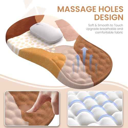 Large Mouse Pad with Wrist Rest and Keyboard Pad, Desk Pad Mat Set, 4PCS Carpal Tunnel Boho Mousepad with Wrist Support Combo, XXL Computer Office Desk Matt for Desktop Laptop, Brown Coffee