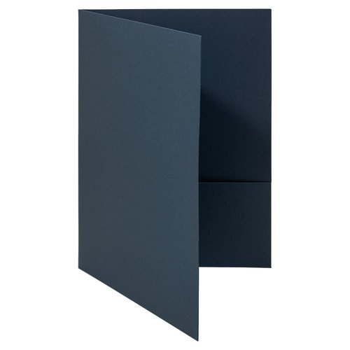 JAM PAPER Two Pocket Textured Linen Presentation Folders - Letter Size Business Folder - Navy Blue - Bulk 50/Box