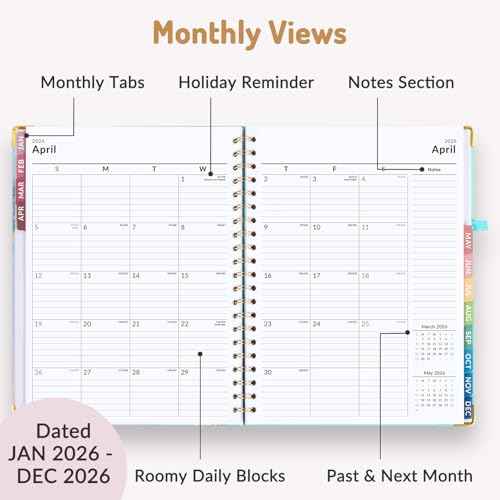Forvencer 2026 Planner, Weekly and Monthly Calendar Planner for Women, Jan 2026 - Dec 2026, 8.5" x 11", Hardcover Planning Agenda book with Monthly Tabs, Spiral Bound, Inner Pocket, Cute Journal Organizer Notebook for Office School, A4 Size ,Night Flora