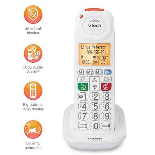 VTech SN5107 Amplified Additional Handset with Big Buttons & Large Display for SN5127 & SN5147 Senior Phone Systems