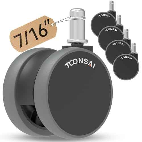 2.5 Inch Chair Wheel Replacement (Stem 7/16-7/8) Set of 5 - Heavy Duty 660LB Office Caster with Sealed Bearing, Ultra Quiet Double Rubber-like Wheel for Hardwood Floors and Carpets, Not for 1KEA Chair
