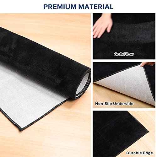 Large Office Chair Mat for Hard Floor, 63"x51" - Flannel Fabric Desk Rug, Protector for Home Office (Black)