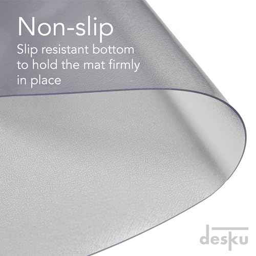 DESKU Super Oval Desk Chair Mat ? Heavy-Duty PVC Mats for Hard Floor Protection, Clear, 46" x 58" Inches, Made in The USA