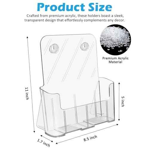 Acrylic Brochure Holder, 4 Packs Brochure Holder 8.5 x 11, Flyer Holder for Business, Clear Brochure Display Stand for Pamphlet Paper Literature Document Magazine Menu, Table Desk Wall Mount