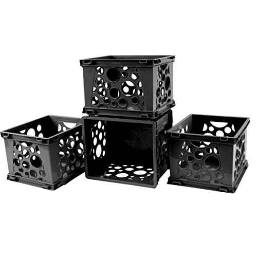 Storex Micro Crate, 6.75" x 5.8" x 4.8", Black, 18-Pack (63101A18C)