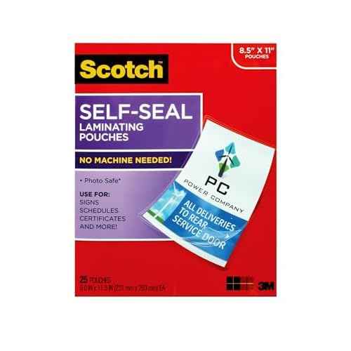 Scotch Self-Sealing Laminating Pouches, Letter Size (9.3¡È x 11.8¡È) ? 25-Pack of No-Heat Laminator Sheets for 8.5¡È x 11¡È Documents