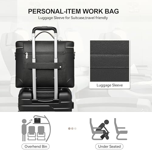 BOSTANTEN Laptop Bag for Women Work Tote Bag Leather Briefcase Messenger Bag for Bussiness Trip, Fit for MacBookPro 16 Inch