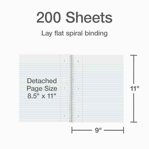 Oxford 5 Subject Spiral Notebook, Notebooks for School, Plastic Covers, Back to School Supplies, College Ruled, 200 Sheets, 1 Pack, Bright Blue (1009294)