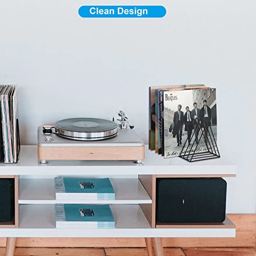 EASEPRES Black Vinyl Record Holder Storage, 9 Slot Metal Desk Organizer