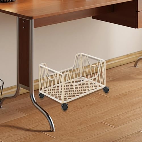 Milageto White Rolling Utility Storage Bin on Wheels Under Desk Book Cart