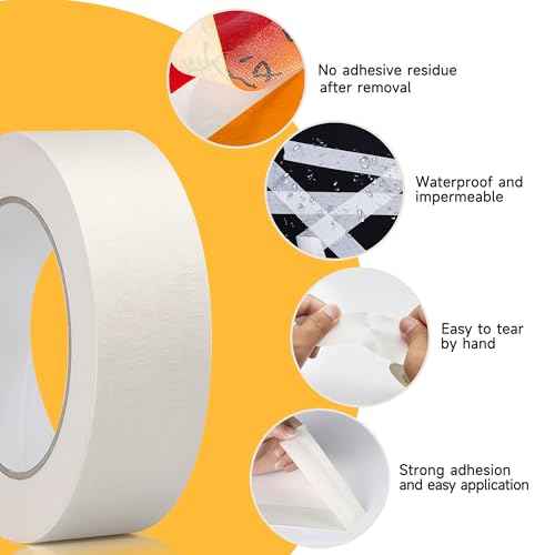 3 Roll White Painters Tape, Masking Tape, White Artist Tape, Paint Tape for Painting, DIY Craft Art, No Residue, Easy Removal, 0.7 inch x 55 Yards x 3 Rolls (165 Total Yards)