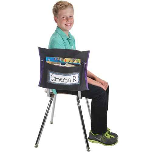 Really Good Stuff Classic Student Book Collection Chair Pockets ? 6 Pack ? Black/Purple